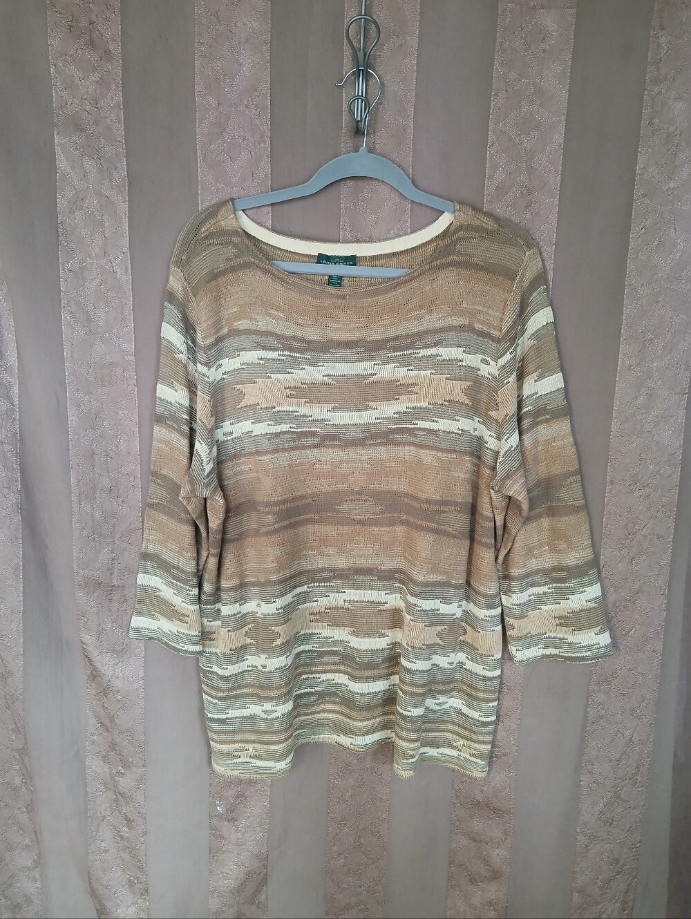 💎 LRL RALPH LAUREN Women's Top Cotton Linen Aztec Southwest